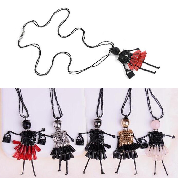 Necklaces Pendant for Women Women Rhinestone Necklace Lovely Dress Doll Sweater Girls Pendant Jewelry wholesale Chain Long Necklace