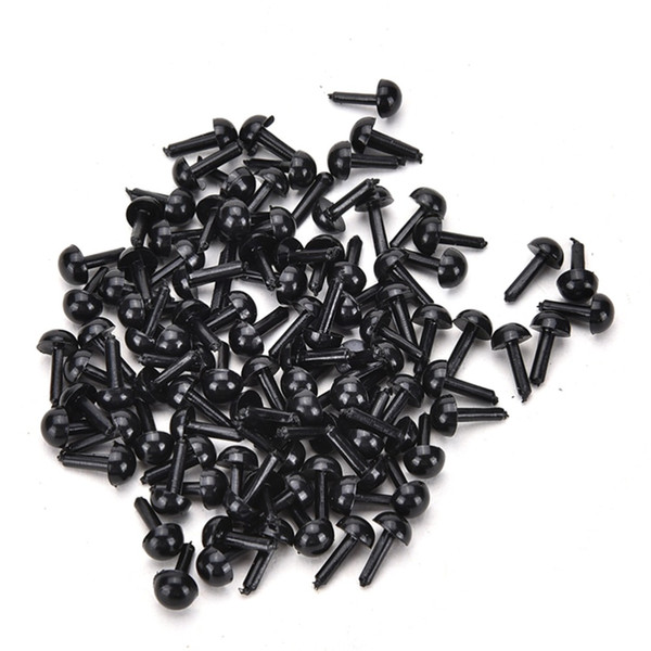 100 Pcs 3 mm/4 mm/5 mm/6 mm Black Plastic Safety Eyes for Dolls Toys Accessories Animal Making Craft DIY