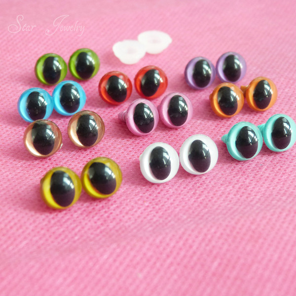 100pcs--- new 9mm plastic safety toy cat eyes for plush doll accessories--color option