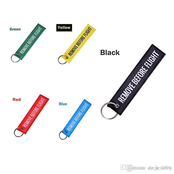 10 pcs Keychain REMOVE BEFORE FLIGHT Embroidered Canvas Color Optional Keyring Luggage Tag Label Aviation Fashion Accessories