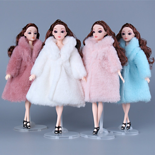 11 Inch 30 Cm Princess Clothes Fashion Winter Fur Coat For Dolls Clothes Long Dress Coat Doll Accessories Barbie Doll Clothes