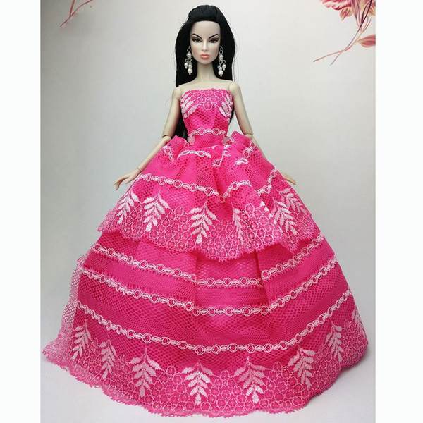 2015 New Fasion Girl Birthday Rose Wedding Gown Dresses Outfit Girl Party For Princess Doll Xmas Gift