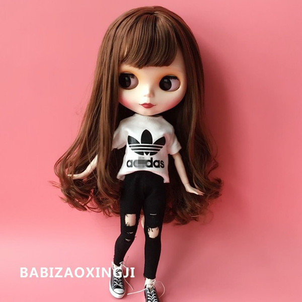 1/6 Blyth Doll Clothes Accessories Blyth 30cm Doll Clothing Accessories Fashion T-shirt + Jeans For Barbie Doll Q190521