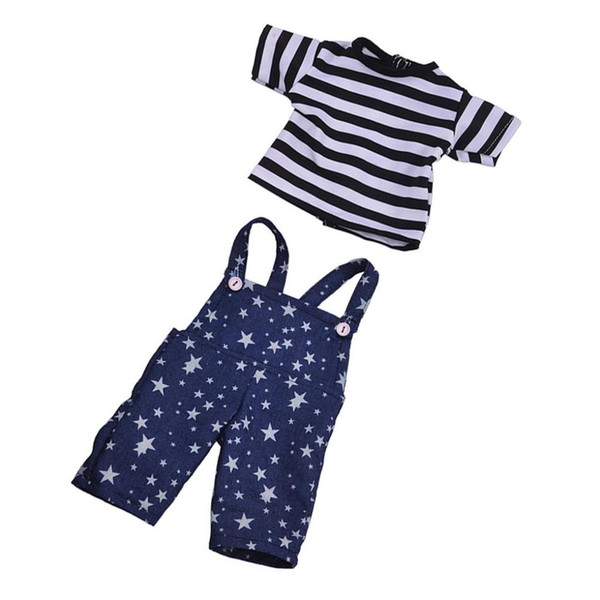 Blue Stary Pants Jumpsuits and Striped T-shirt for 18 inch American Girl Dolls