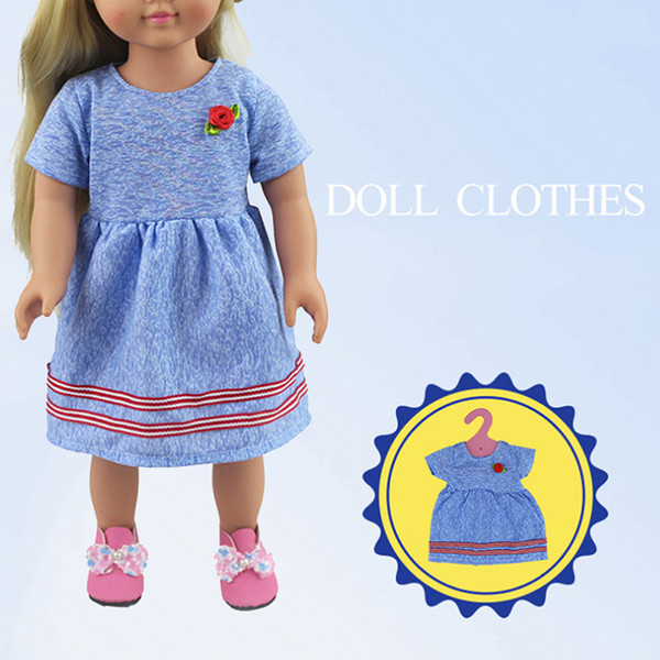 TOYZHIJIA 1PC Kawaii Elegant Doll Blue Dress For 18 Inch Doll 43cm Dolls Party Daily Clothes