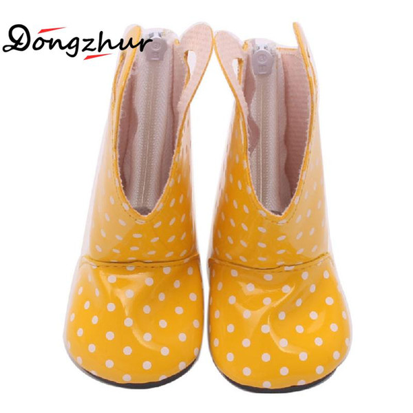 Dongzhur Yellow Wave Point Handmade Boots American Girl 18