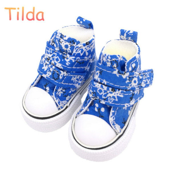 Tilda 6cm Canvas Shoes For Minifee Paola Reina Dolls,Floral Shoes for Corolle Doll 1/4 Footwear Sneakers Dolls Accessories