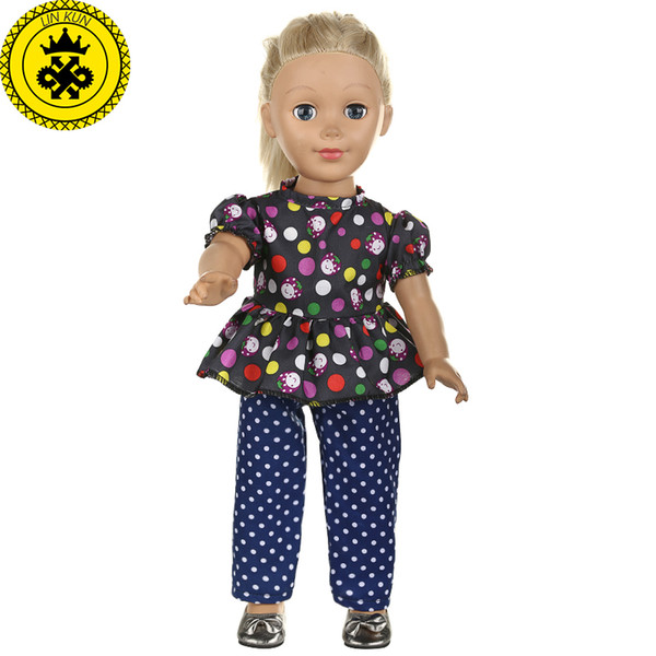 American Girl Doll Clothes Leopard Floral Shirt Trousers Suit Clothes for 18 inch Dolls Accessories T536