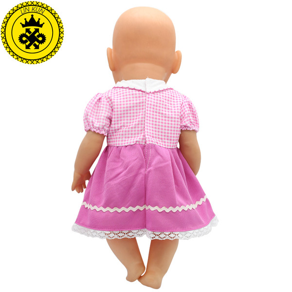 Fit 43cm Zapf Baby Born Doll Clothes Pink Handmade Suspender Skirt Clothes Dress Christmas Gift Doll Accessories Fashion 212