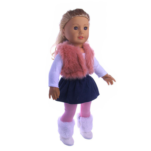 4Pcs/Set American Girl Doll Clothes Set Winter vest T-shirt Dress Legging For 18 Inch Our Generation Doll Accessories Suit Set