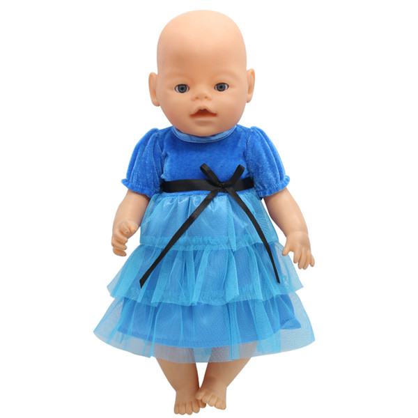 Baby Born Doll Clothes Blue R Princess Dress Fit 43cm Zapf Baby Born Doll Accessories Birthday Gift X-136