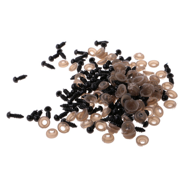 100Pcs Solid 6/8mm Black Plastic Safety Eyes Nose with BACKS for Making Teddy Bear Doll Animal Crafts Sewing Dolls Accessories