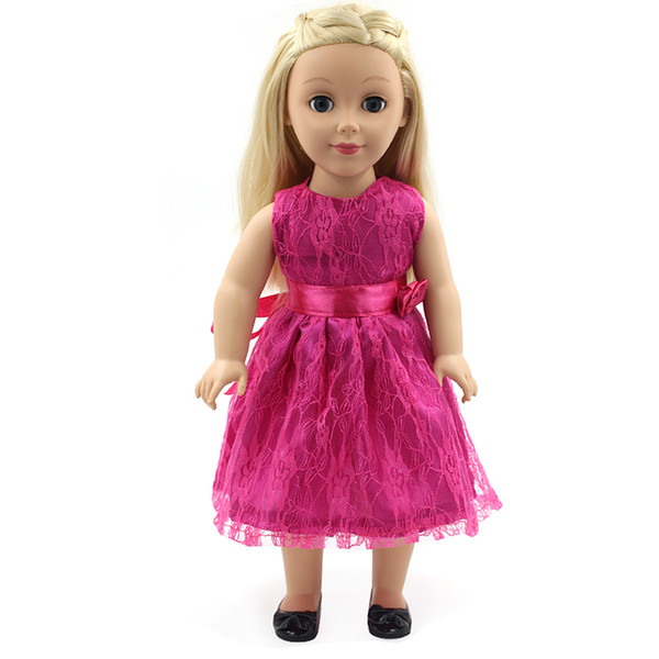 Doll Accessories American Girl Dolls Clothes Black Red Lace Princess Dress for 16-18 inch Dolls Girl Gift X-51