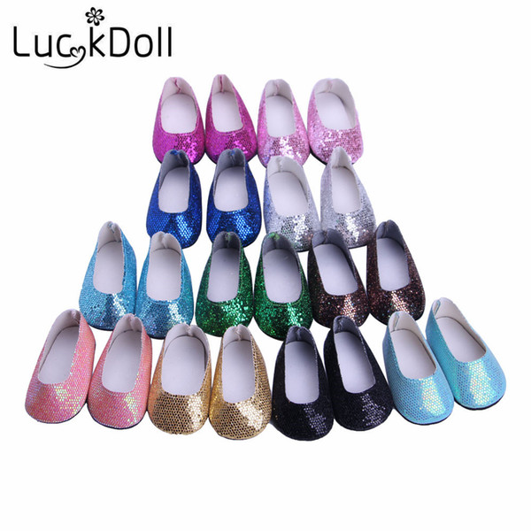 lucky doll High quality handmade 11 color small leather shoes for the 18 inch American girl doll toys n549-n559