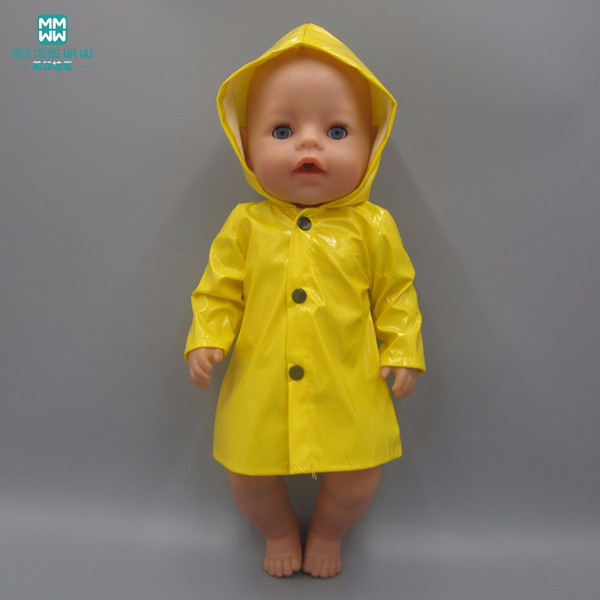 Clothes for doll fits 43 cm Baby Born zapf dolls and girl doll clothes girls dress Yellow Raincoat