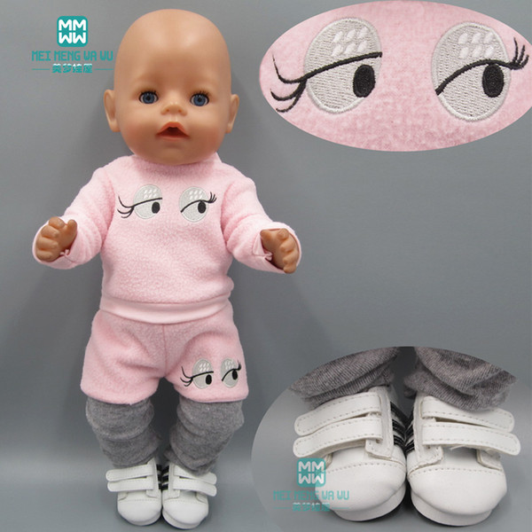 Clothes for doll fits 43 cm Baby Born zapf dolls and 45cm girl doll girl dress Pink casual coat + hat + socks