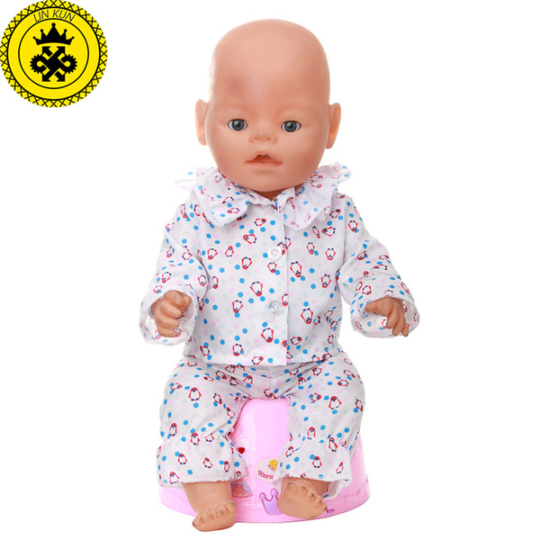 3 Colors Pajamas Suit Doll Clothes fit 43cm Baby Born Zapf Doll Clothes and 40-46CM Doll Accessories T8