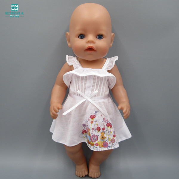 Clothes for doll fits 43 cm Baby Born zapf dolls girls dress White princess dress