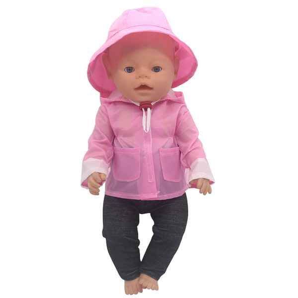 Doll Accessories Baby Born Doll Clothes Raincoat + Hat Suit Fit 43cm Zapf Baby Born Doll Birthday Gift X-112