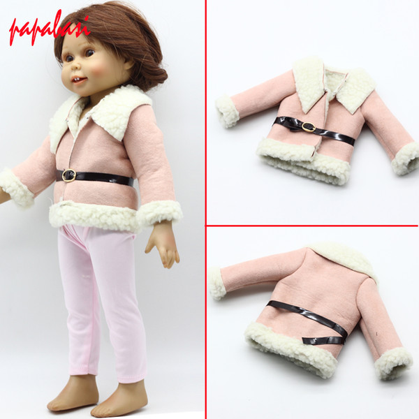 Pink Wool Coat Doll Clothes With Belt for 18