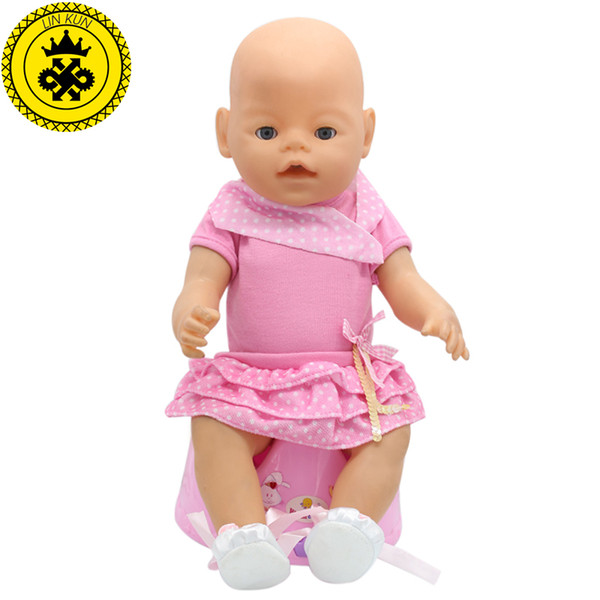 Fit 43cm Zapf Baby Born Doll Clothes Pink Doll Clothes With Shoes Free Christmas Gift Princess Doll Accessories 207