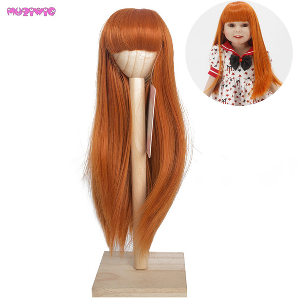 MUZIWIG Heat Resistant Fiber Long Straight Hair Wigs for American Dolls
