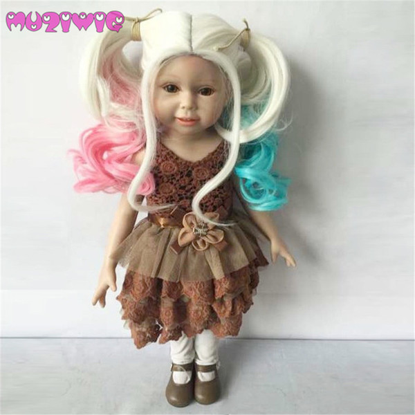 MUZIWIG Long Wave Wigs with Double Ponytail for 18'' America Doll