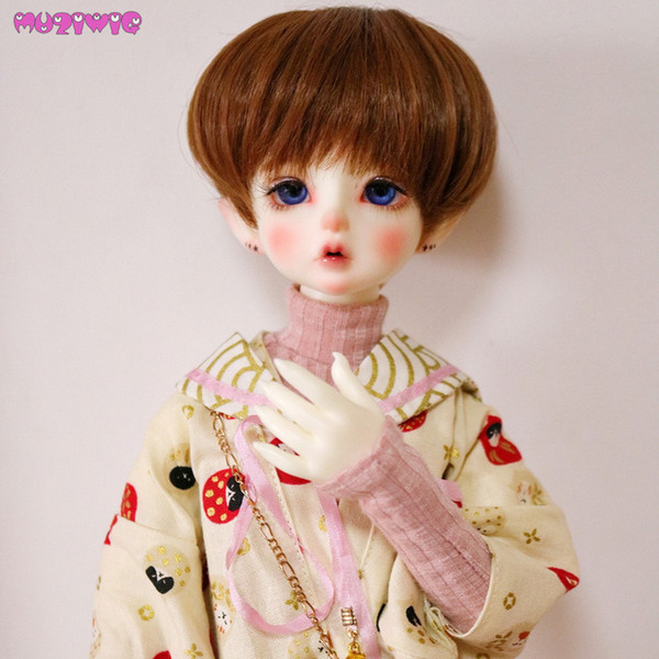 MUZIWIG New Arrival Sythetic Short Straight Brown Wigs for 1/3 1/4 1/6 BJD Dolls Wig Only