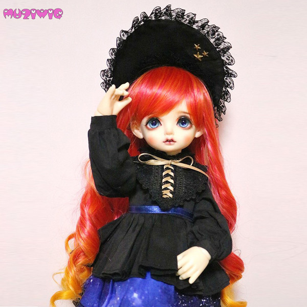 MUZIWIG Synthetic Fiber Long Body Wave Multi-color Wigs for 1/3 1/4 1/6 BJD Dolls Wigs Only
