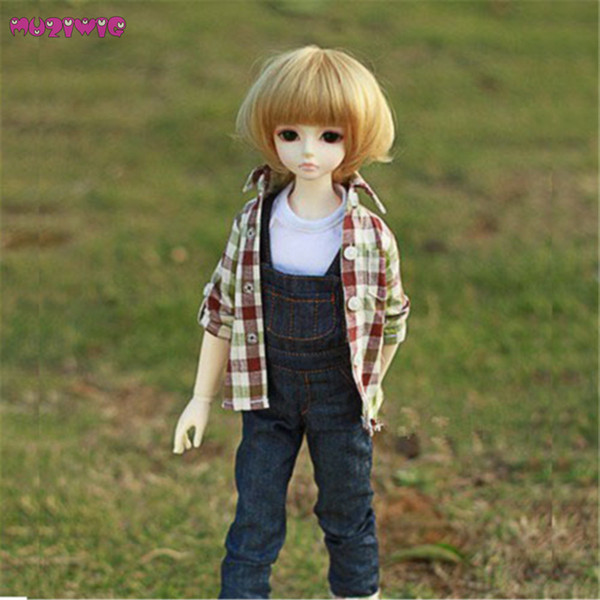 MUZIWIG Synthetic Short Dark Blonde Hair Wigs for 1/3 1/4 1/6 BJD Dolls Accessories