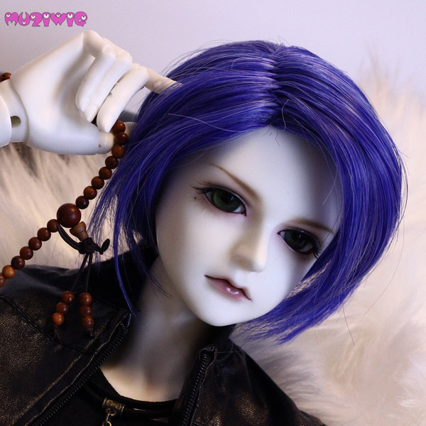 MUZIWIG New Arrival Heat Resistant Fiber Blue Wigs for 1/3 BJD Dolls Hair Wigs