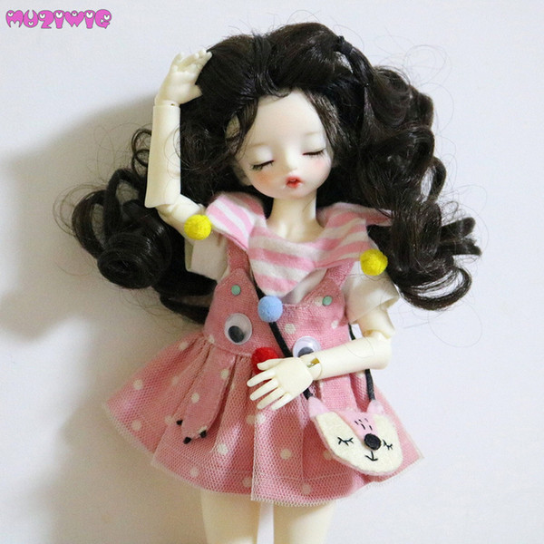 Free Shipping MUZIWIG Synthetic Black Color Doll Hair Wigs for 1/3 1/4 1/6 BJD Hair Accessories