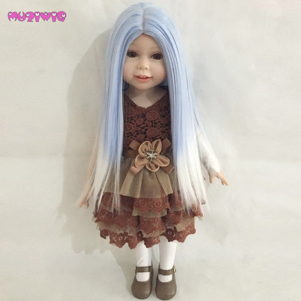 MUZIWIG Long Straight Blue Wigs for America Girl Doll