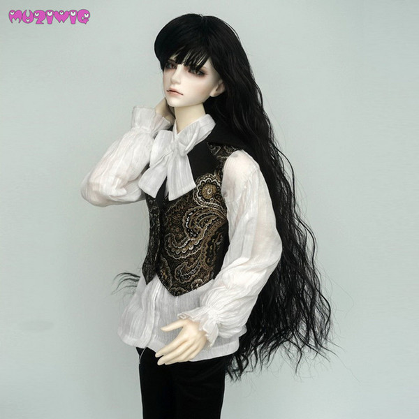 New Arrival MUZIWIG Synthetic Black Color Long Curly Doll Hair Wigs for BJD Dolls