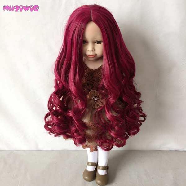 MUZIWIG Heat Resistant Synthetic Long Heavy Wave Hair Wigs for 18'' America Doll