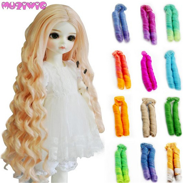 5Pcs/lot 15*100cm Colorful Roman Roll Curly doll wig hair wefts Extensions for BJD/Bly the/American Girl Dolls DIY Accessories