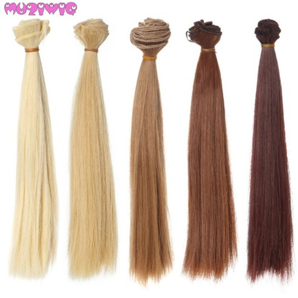 5Pcs/Lot 25*100cm Synthetic Fiber Black Blonde Brown Natural Straight hair wefts for bjd 1/3 1/4 1/6 Dolls DIY Accessories