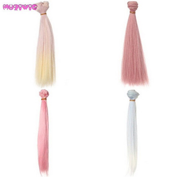 MUZIWIG 20*100cm Straight High Temperature Fiber Hair Wefts for BJD/Blyth/America Doll