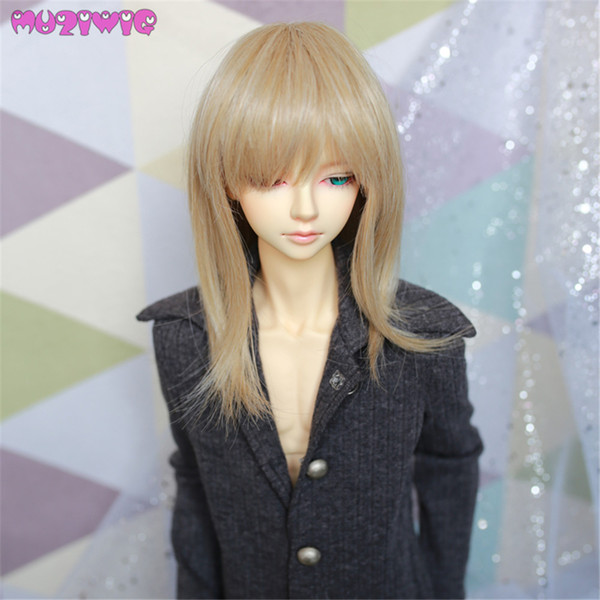 MUZIWIG Light Blonde Synthetic Hair Wigs for 1/3 Doll head Circumference 22-23cm