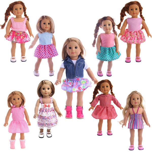 Cute 9 styles 18 inches American girl doll baby doll clothes accessories the best christmas gift for kids girls dresses set