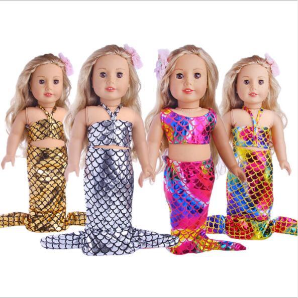 18 Inches American Girl Doll Dress Up Clothes e Doll Accessory Girl Fashion Clothing doll Mermaid Tail Swimwear Outfit Clothes KKA5990