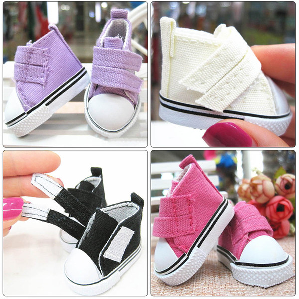 50PCS 5cm Doll Shoes Denim Sneakers For Dolls Fashion Denim Canvas Mini Toy Shoes 1/6 For Handmade Doll AIJILE