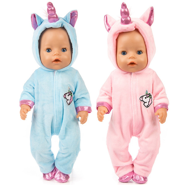 Doll clothes for 43cm born Baby doll coat unicorn hoodie set 17