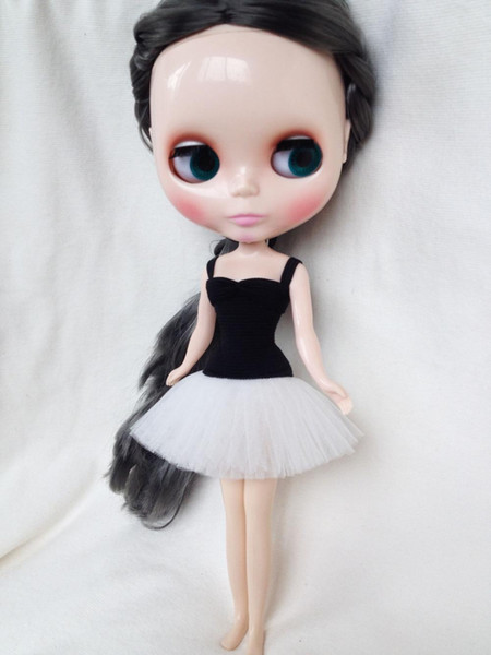 D0381-2 New DIY 12 inch 30cm Blythe Doll dress Accessories children gift Ballet dress black white color short type 1pcs