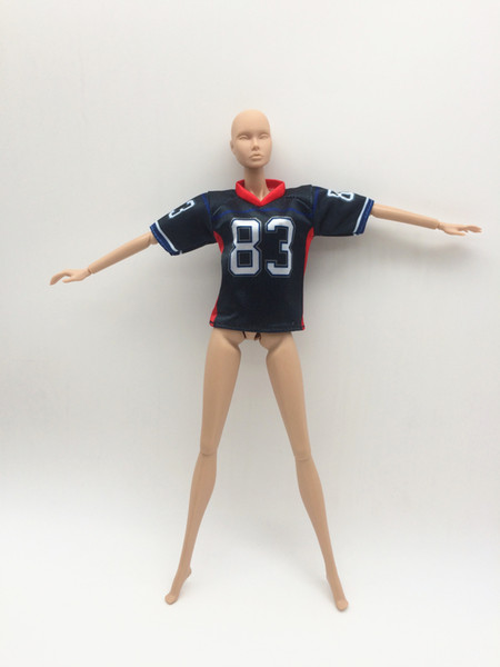 fashion doll cloth outfit football play black shirt for action figures fashion royalty poppy parker elise jolie