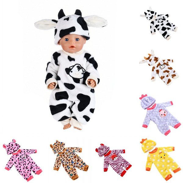 Plush Doll Cothes For Baby Cute 18 Inch American Girl Doll Animal Clothes Born Baby Dolls Cartoon Clothes