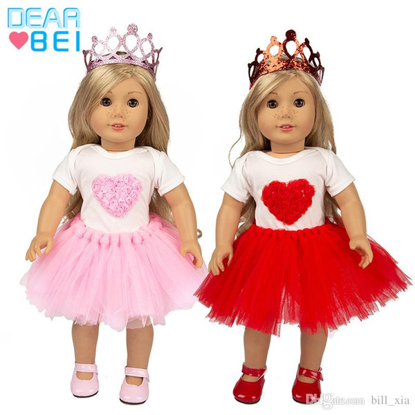 2019 New Style Crown Princess Headband Dress Colorful Pettiskirt Party Dress 18 inches American girl birthday princess dress doll clothes