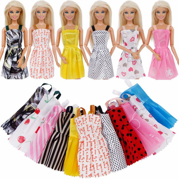 Random 12 PCS Mixed Sorts Handmade Different Colourful Fashion Dress Cute Cool Clothes For Barbie Doll Accessories Girl Gift Toy