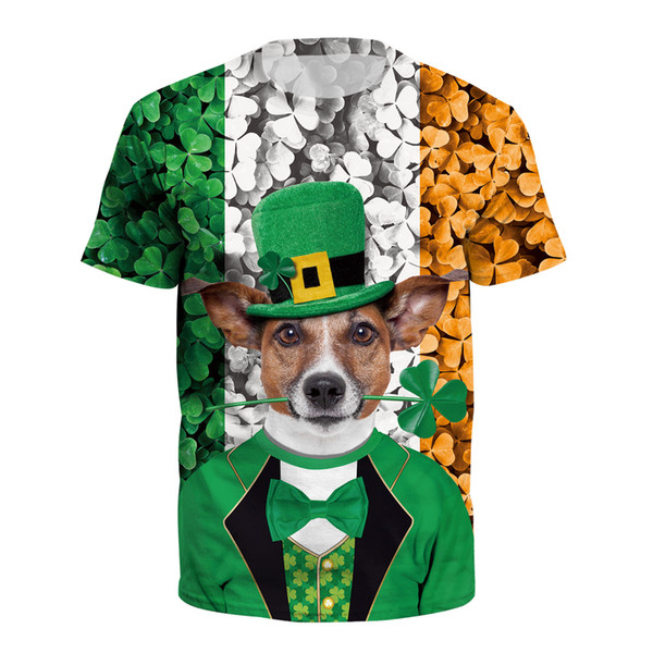 St.Patrick's Day Short Sleeve Shirt Goose Chewie Cat Casual Fashion Man Clothing T-shirts Tops B121-255