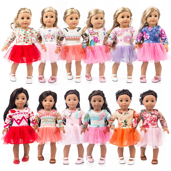 18 inch Doll Gauze Skirt Mesh Pleated Skirt one piece dress Spring Summer American Girl Doll Cloth for 18 inch American Girl